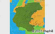 Satellite 3D Map of Kabalebo, political outside