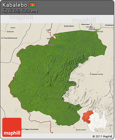 Satellite 3D Map of Kabalebo, shaded relief outside