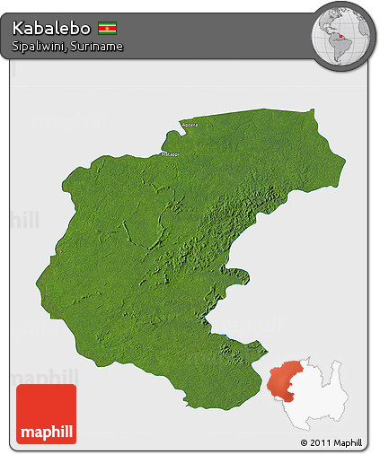 Satellite 3D Map of Kabalebo, single color outside