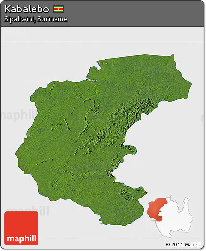 Satellite 3D Map of Kabalebo, single color outside