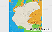Shaded Relief 3D Map of Kabalebo, political outside