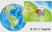 Physical Location Map of Kabalebo, highlighted country, highlighted parent region