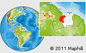 Physical Location Map of Kabalebo, highlighted country