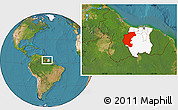 Satellite Location Map of Kabalebo, highlighted country