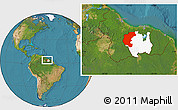Satellite Location Map of Kabalebo, highlighted parent region