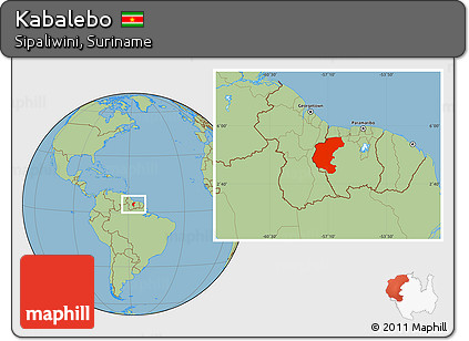 Savanna Style Location Map of Kabalebo