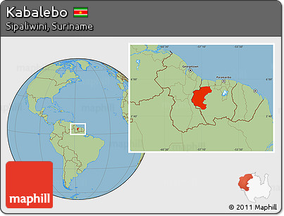 Savanna Style Location Map of Kabalebo