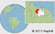 Savanna Style Location Map of Kabalebo, highlighted parent region, within the entire country