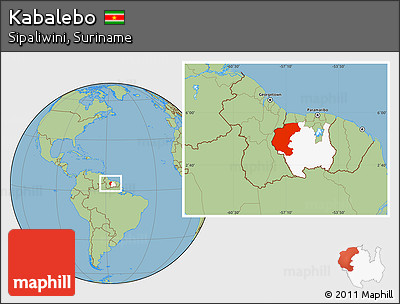 Savanna Style Location Map of Kabalebo, highlighted parent region