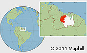 Savanna Style Location Map of Kabalebo, highlighted parent region