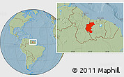 Savanna Style Location Map of Kabalebo, hill shading