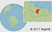 Savanna Style Location Map of Kabalebo