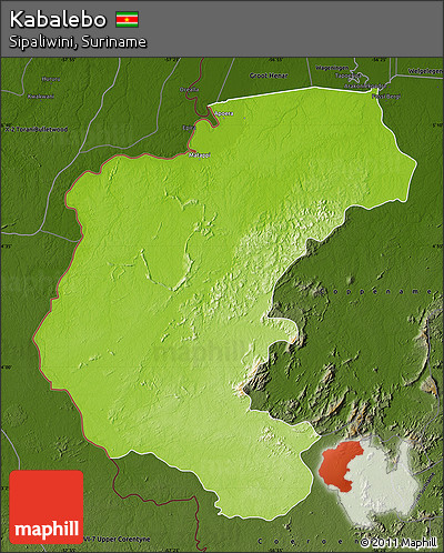 Physical Map of Kabalebo, darken