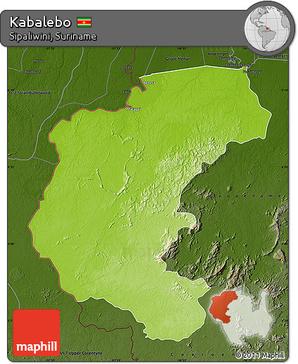 Physical Map of Kabalebo, darken