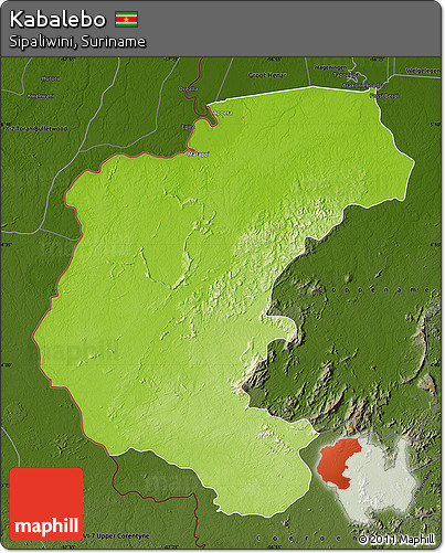 Physical Map of Kabalebo, darken