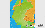 Physical Map of Kabalebo, political outside