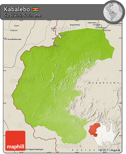 Physical Map of Kabalebo, shaded relief outside