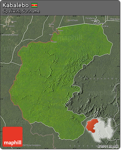 Satellite Map of Kabalebo, semi-desaturated