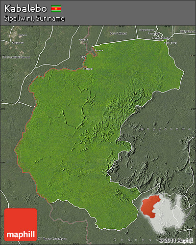 Satellite Map of Kabalebo, semi-desaturated