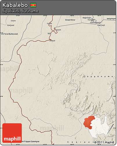 Shaded Relief Map of Kabalebo