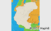 Shaded Relief Map of Kabalebo, political outside