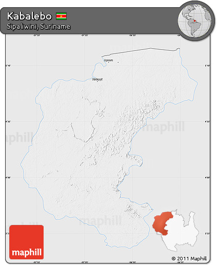 Silver Style Map of Kabalebo, single color outside