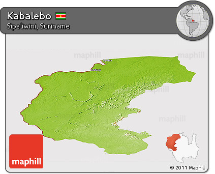 Physical Panoramic Map of Kabalebo, cropped outside