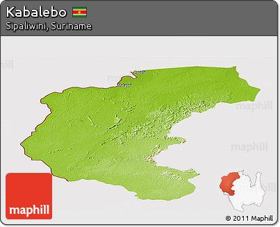Physical Panoramic Map of Kabalebo, cropped outside