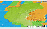 Physical Panoramic Map of Kabalebo, political outside