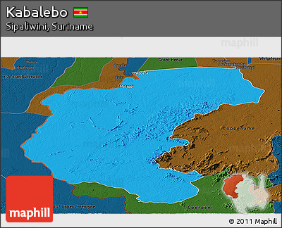 Political Panoramic Map of Kabalebo, darken