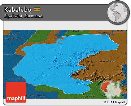 Political Panoramic Map of Kabalebo, darken