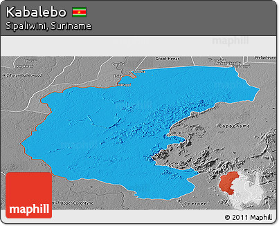 Political Panoramic Map of Kabalebo, desaturated