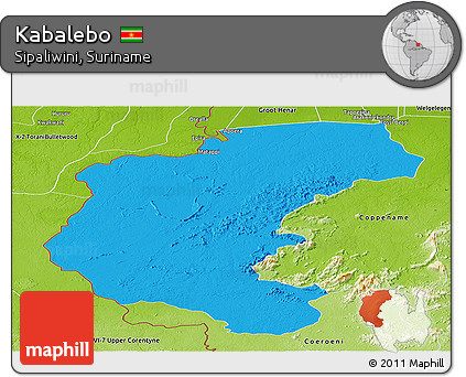 Political Panoramic Map of Kabalebo, physical outside