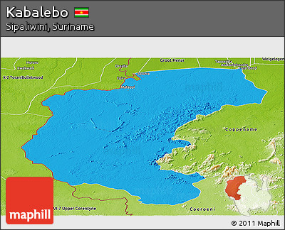 Political Panoramic Map of Kabalebo, physical outside