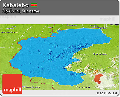 Political Panoramic Map of Kabalebo, physical outside