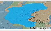 Political Panoramic Map of Kabalebo, semi-desaturated