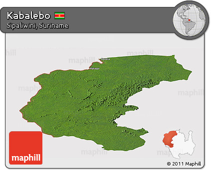 Satellite Panoramic Map of Kabalebo, cropped outside