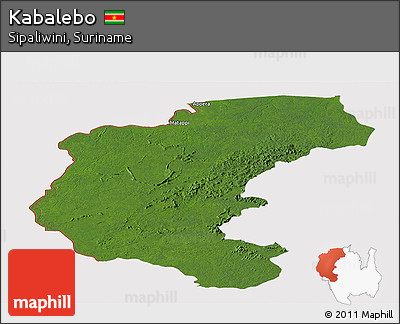Satellite Panoramic Map of Kabalebo, cropped outside
