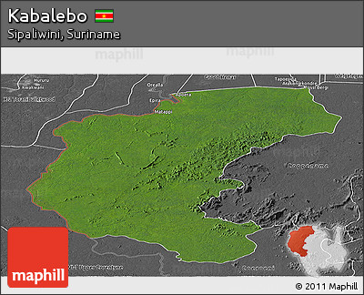 Satellite Panoramic Map of Kabalebo, desaturated