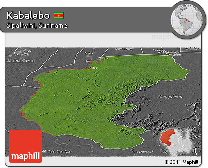 Satellite Panoramic Map of Kabalebo, desaturated