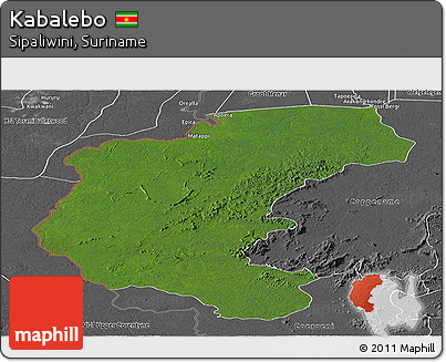 Satellite Panoramic Map of Kabalebo, desaturated