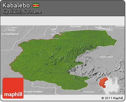 Satellite Panoramic Map of Kabalebo, lighten, desaturated