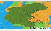 Satellite Panoramic Map of Kabalebo, political outside