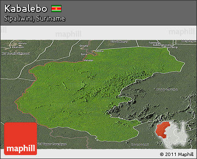 Satellite Panoramic Map of Kabalebo, semi-desaturated