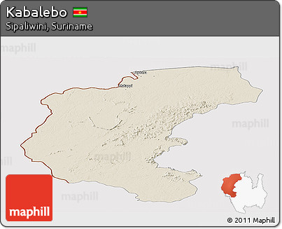 Shaded Relief Panoramic Map of Kabalebo, cropped outside