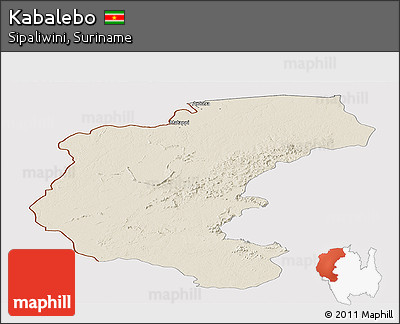 Shaded Relief Panoramic Map of Kabalebo, cropped outside