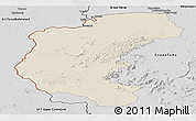 Shaded Relief Panoramic Map of Kabalebo, desaturated