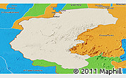 Shaded Relief Panoramic Map of Kabalebo, political outside