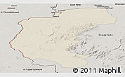 Shaded Relief Panoramic Map of Kabalebo, semi-desaturated