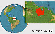 Satellite Location Map of Sipaliwini
